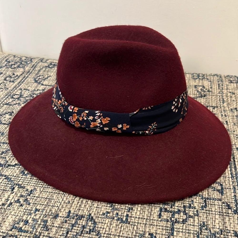 NEW Anthropologie Hatattack Burgundy Wool Rancher Hat - Picture 2 of 3